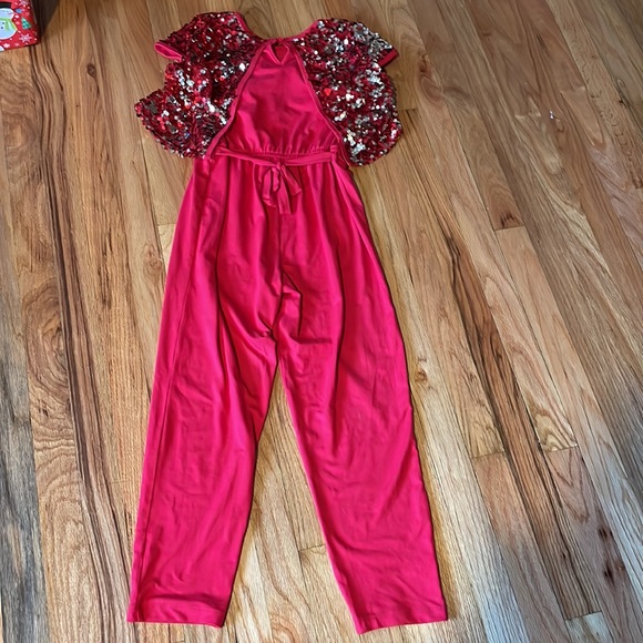 sequins popover holiday jumpsuit - Picture 8 of 10